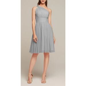 AW BRIDAL 8 M dove grey chiffon Winnie bridesmaid gala party knee dress NEW B53